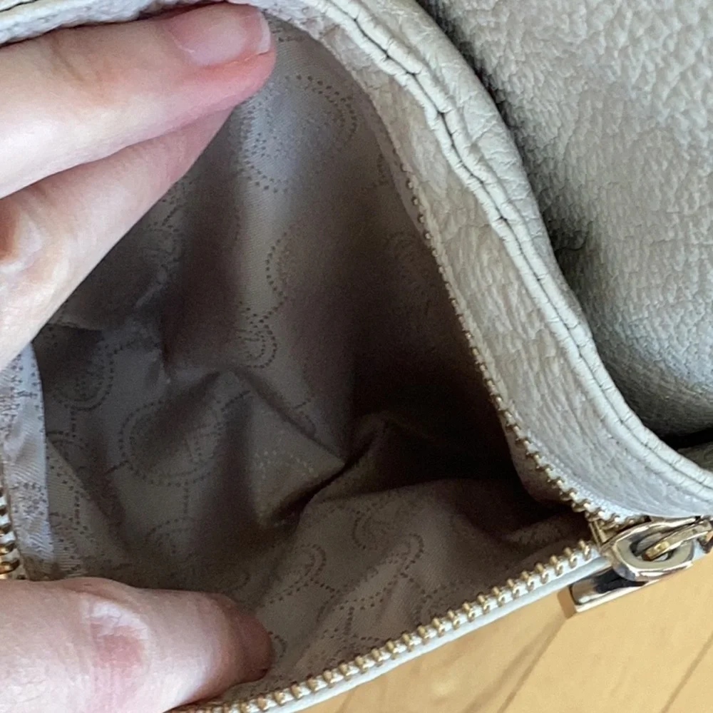 Michael Kors Layton Vanilla Genuine Leather Large Shoulder Tote Hobo Bag